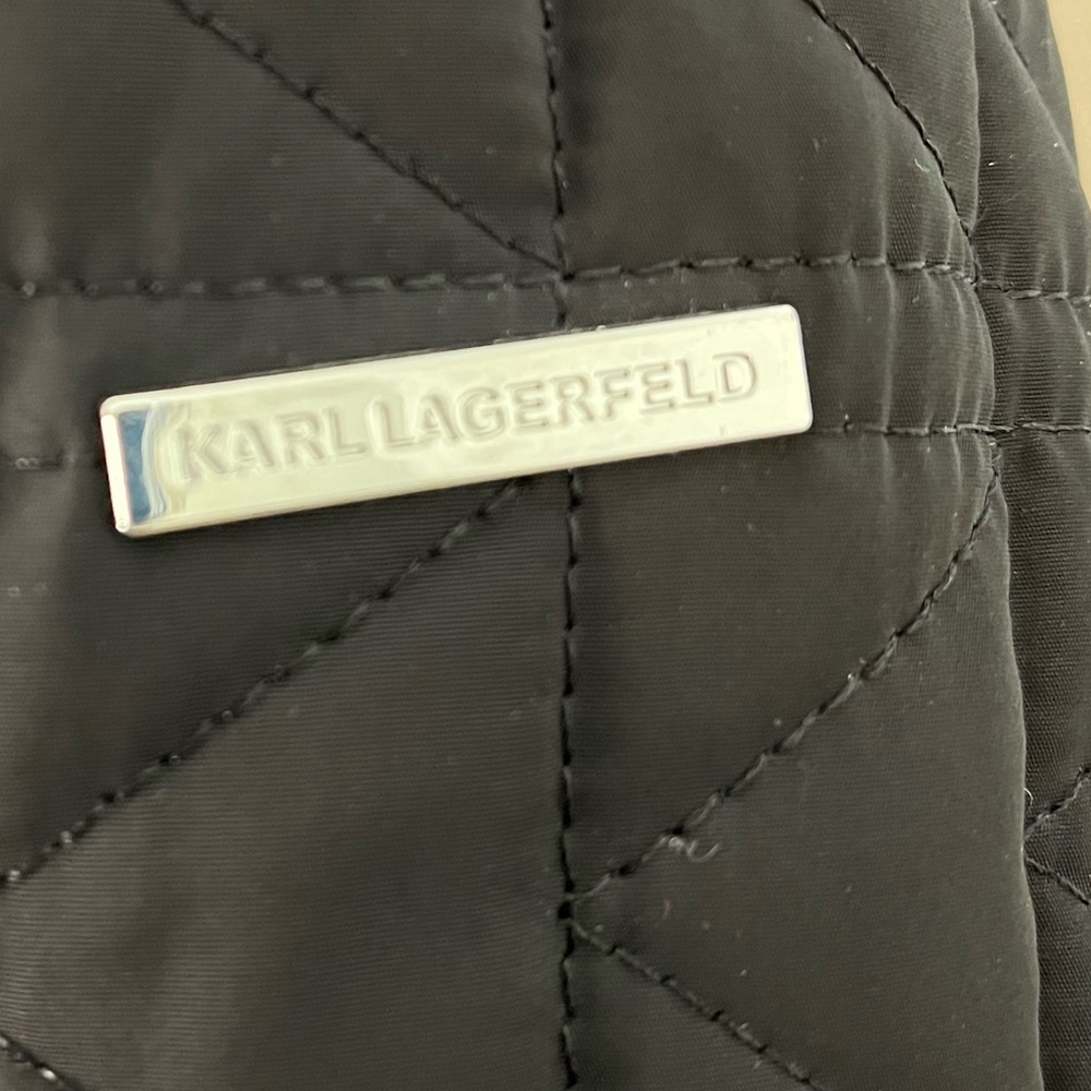 Karl Lagerfeld Women’s Black Quilted Fleece Lined Puffer Jacket Winter Coat XL - Picture 7 of 13